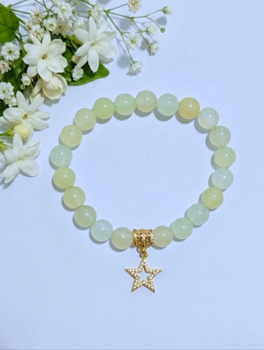 Jade Bracelet With Cubic Zirconia Accents